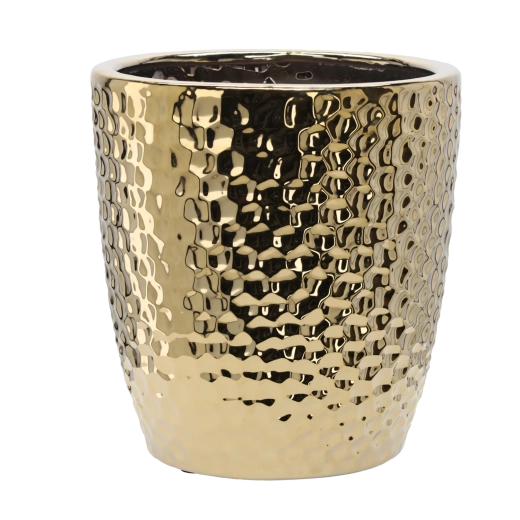 Cache-pot en céramique 39 × 39 × 41,5 cm – nid d’abeilles doré