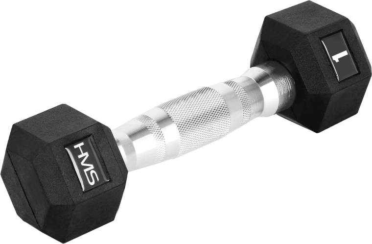 Haltère hexagonal en caoutchouc HMS Hex 1 kg