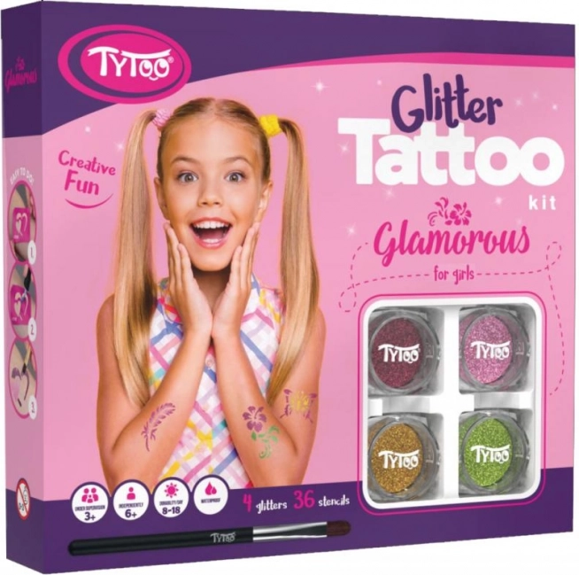 TyToo Glamorous – grande set di tatuaggi glitterati per ragazze