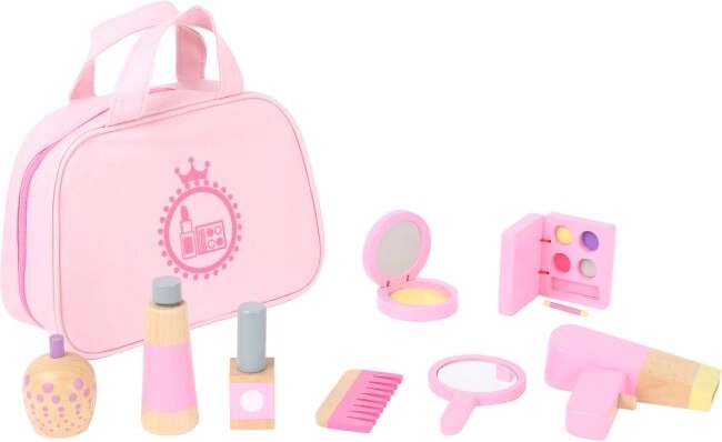Children's Cosmetic Bag Small Foot with Wooden Accessories Pink