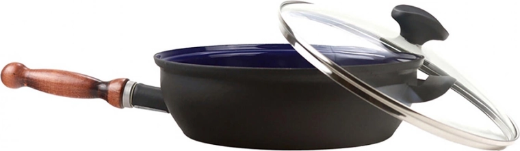 Enamelled Cast Iron Frying Pan 26 cm with Glass Lid and Detachable Handle