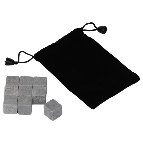 Kamnite kocke za viski s črno žametno vrečko, 9 kosov