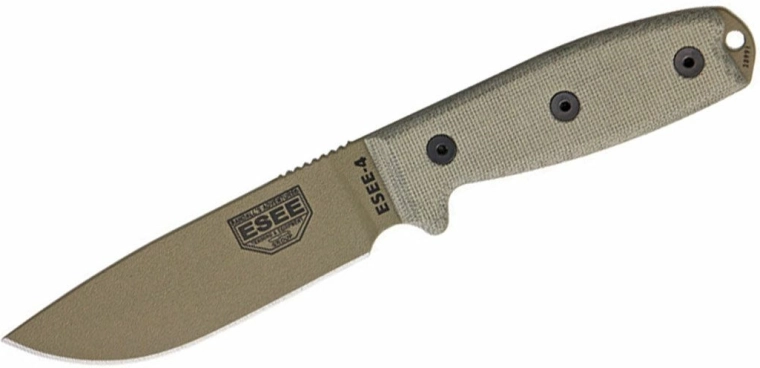 Universal Knife ESEE 4 Dark Earth with Micarta Handle and MOLLE Sheath