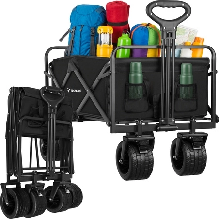 Chariot de transport pliable Trizand pour la plage et le jardin, capacité de charge 100 kg