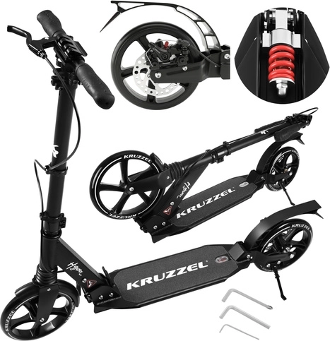 Kruzzel Hyperion folding city scooter with 200mm wheels, suspension and disc brake