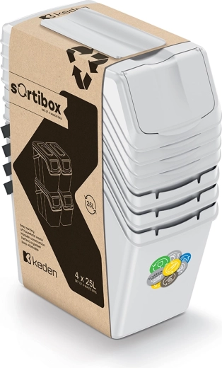 Set di bidoni per la raccolta differenziata Sortibox 4×25 l grigio cenere