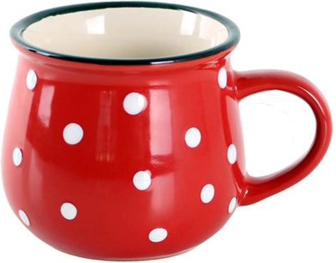 Ceramic mug 370 ml red with white polka dots TORO
