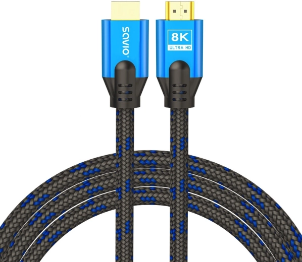 HDMI cable 2.1 1.8 m – 8K, braided, gold‑plated connectors, blue‑black
