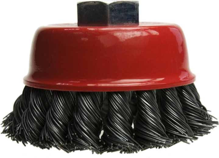 Brosse coupelle en acier 70 mm, fil 0,5 mm, queue 6 mm