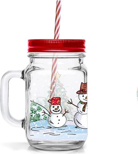 Verre avec paille TORO 450 ml – bonhomme de neige