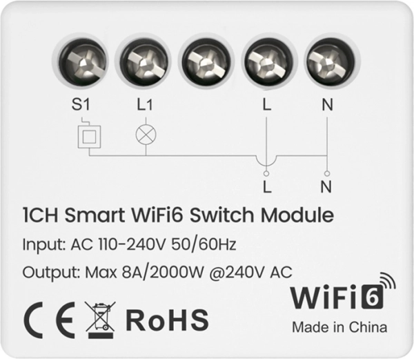 Modulo interruttore intelligente Avatto Wi‑Fi 6 con misurazione dei consumi
