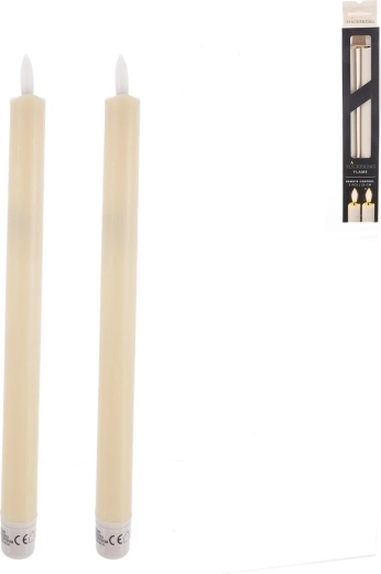 Set of two beige LED candles 25 cm
