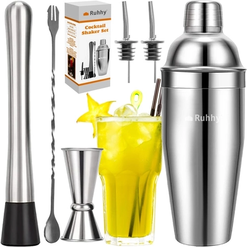 Set da bar per cocktail Ruhhy 6 in 1 in acciaio inox