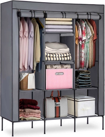 Armadio guardaroba in tessuto Massido grafite 130 × 45 × 175 cm