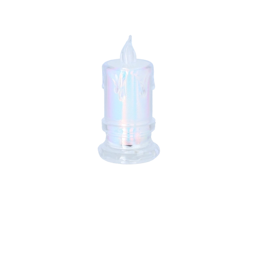 Bougie LED 4,5 × 9,5 cm semi-transparente – mix de motifs