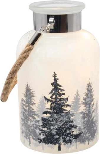 Verre décoratif de Noël avec 10 LED, 18 cm, motif sapins