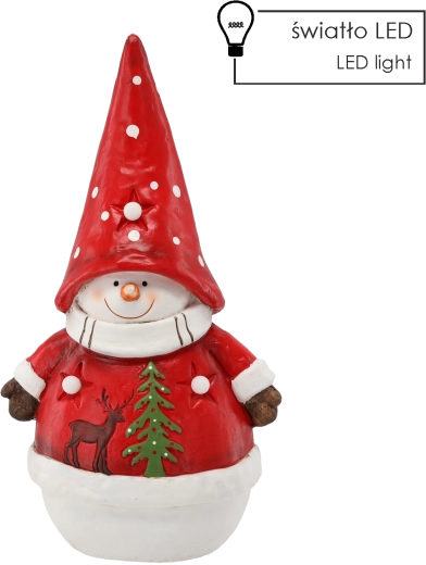 Figurine de Noël bonhomme de neige avec bonnet LED 51,5 cm