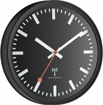 TFA radio-controlled wall clock, black