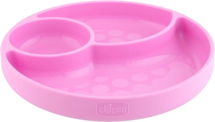 CHICCO Silicone Baby Plate with Suction, Pink