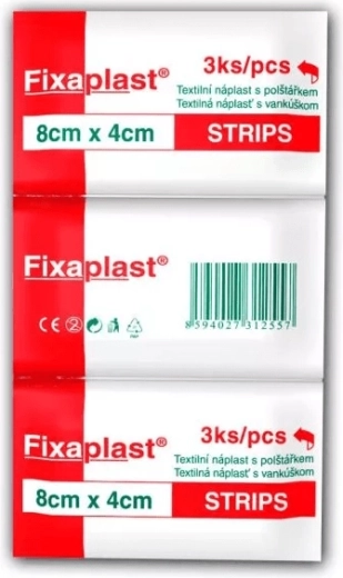 Fixaplast Strip textile plaster 8 × 4 cm, 3 pcs