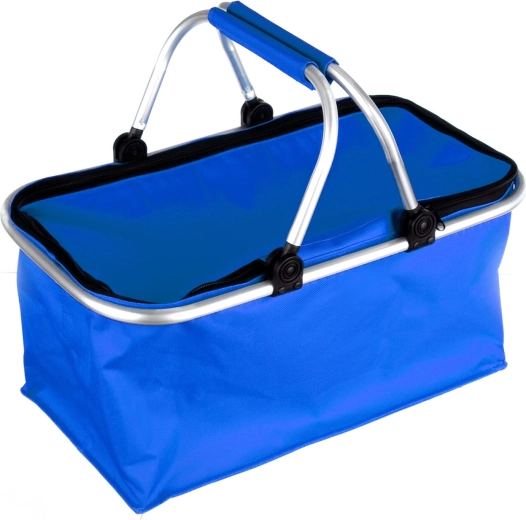 Folding camping basket 48 × 24 × 28 cm, aluminum and polyester, blue