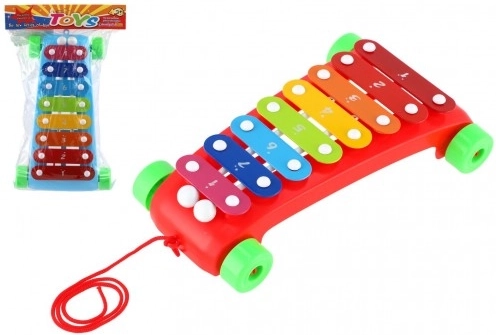 Dětský tahací xylofon s paličkami 24 cm