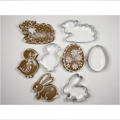 Set of Stainless Steel Easter Cookie Cutters – egg, chick, sheep, bunny (10 pcs)