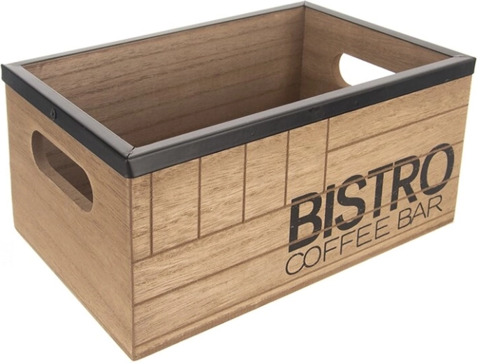 Drvena kutija Bistro coffee bar s metalnim rubom 20 × 13 × 8,8 cm