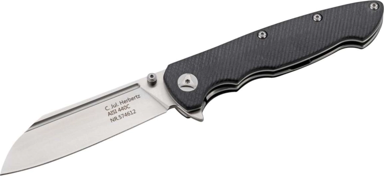 One-handed pocket knife 9 cm Sheepfoot, G10, black