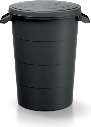 Plastic container with lid and handles 80 L – recycled black