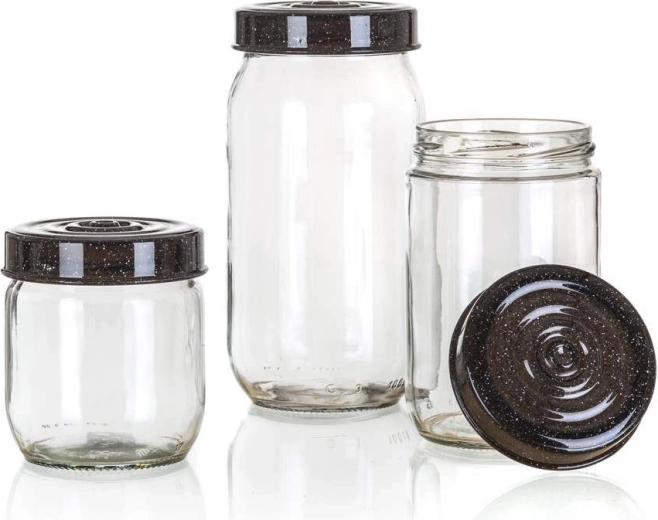 Contenitori in vetro LINZI 3 pz, granito
