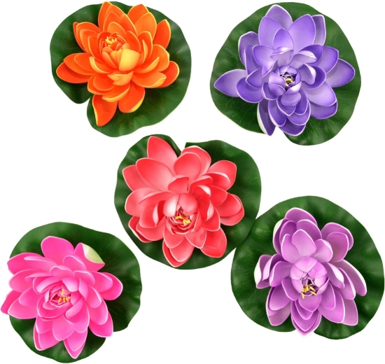 Floating Water Lily Decoration made of UH Plastic, 18 cm (mix of 5 colors)