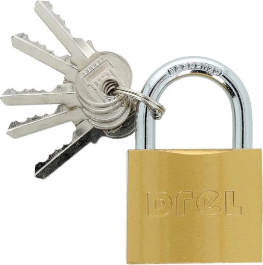 Brass padlock 50 mm, 5 keys
