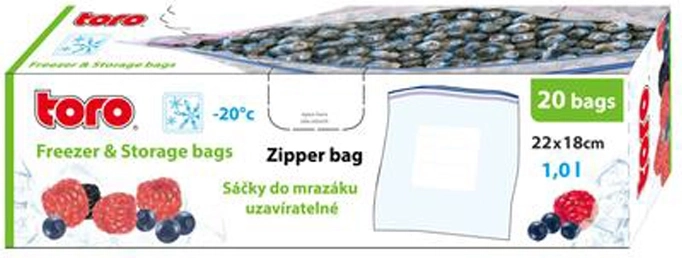 Wiederverschließbare Gefrierbeutel TORO 1 l, 20 Stk.