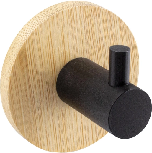Self-adhesive bamboo-metal hook 5 × 5 × 3.5 cm, black