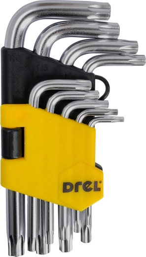 Zestaw kluczy imbusowych Torx T10–T50, 9‑częściowy, stal S2, DREL