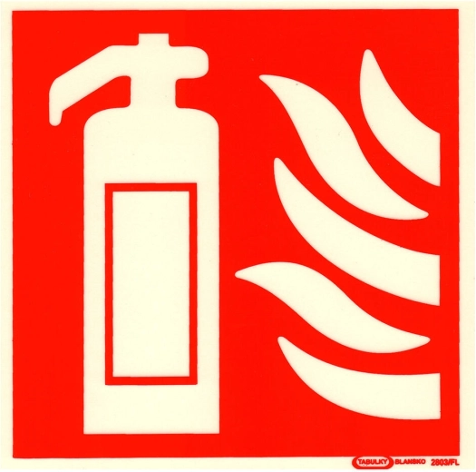 Autocollant panneau – symbole extincteur 148 × 148 mm