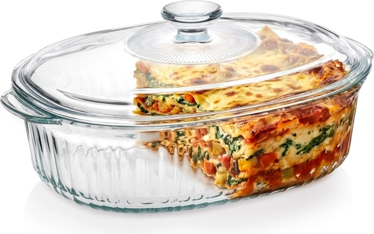 Plat à four en verre résistant à la chaleur avec couvercle 2,5 l