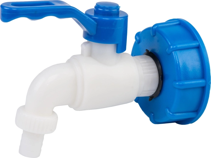 Vanne en plastique pour IBC avec filetage interne S60x6 et robinet 1/2"