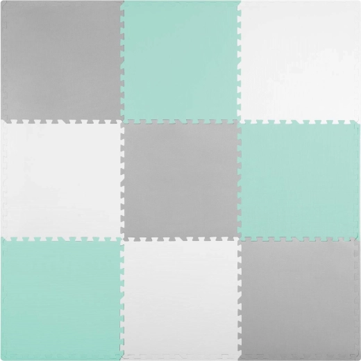Large foam puzzle mat RICOKIDS 180 × 180 cm, 9 pieces, gray-turquoise