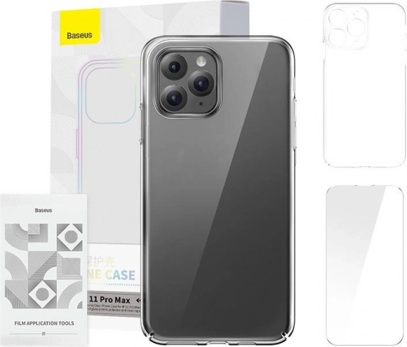 Baseus Crystal Series Case for iPhone 11 Pro Max Transparent with Tempered Glass and Cleaning Kit