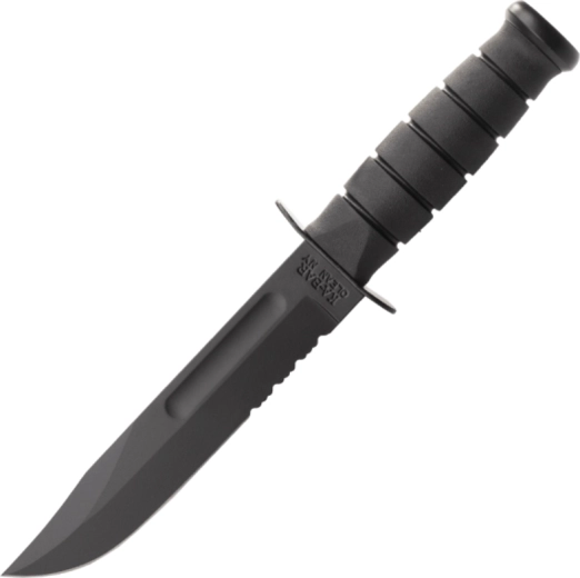 KA-BAR tactical fixed-blade knife, serrated edge, black Kraton, Kydex sheath 17.9 cm