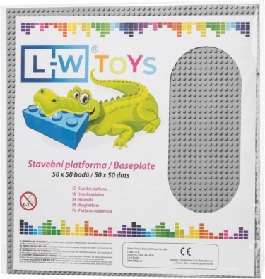 Grande base da costruzione 50×50 pioli – grigia (compatibile con LEGO)