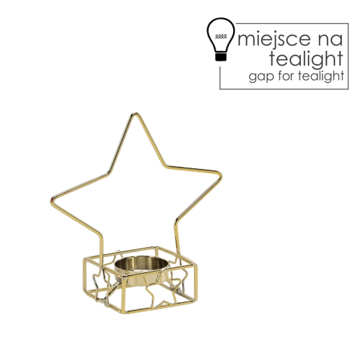 Bougeoir en métal doré en forme d’étoile pour bougies chauffe-plat
