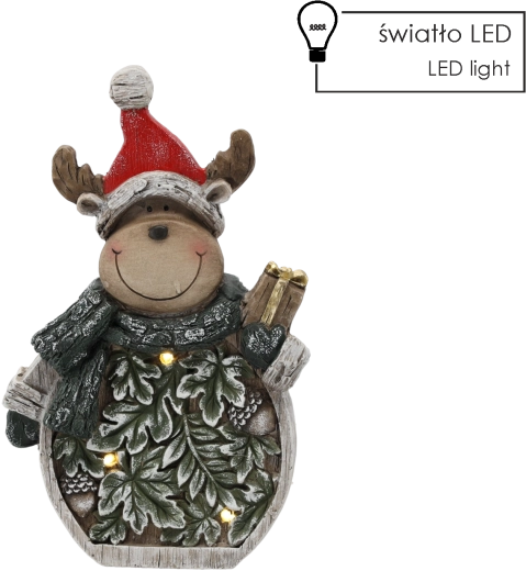 Christmas figurine – reindeer with leaves LED 24 × 9.5 × 38.5 cm