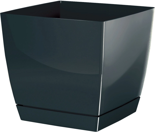 Vaso Coubi Square con sottovaso 13,5 cm – grafite