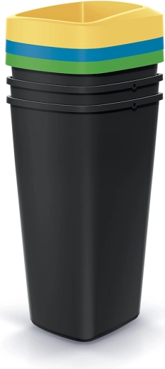 Compacta Q Drop Sorting Bin Set 3×25 L, Recycled Black Plastic
