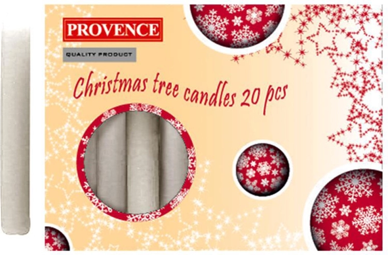 Bougies de Noël Provence 10 cm, blanches, lot de 20 pièces