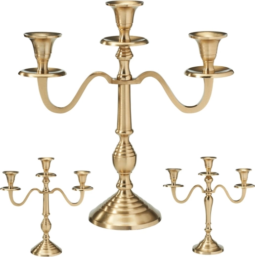 Candelabro dorato a tre bracci 30 cm