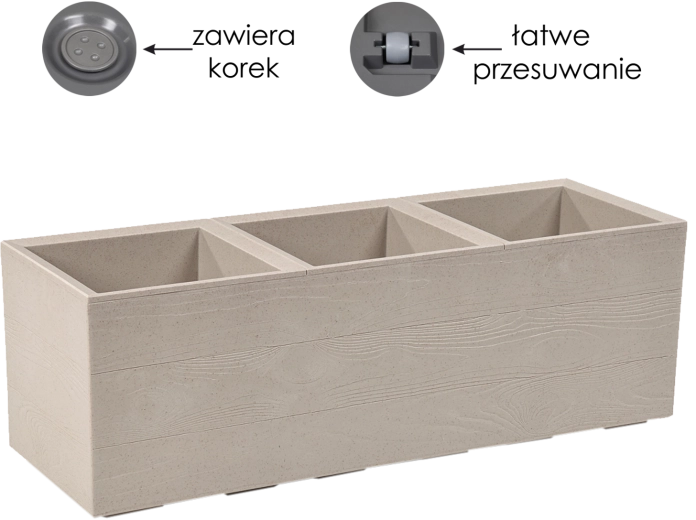 Jardinière Karo 90 × 30 cm Coffee Latte sur roulettes